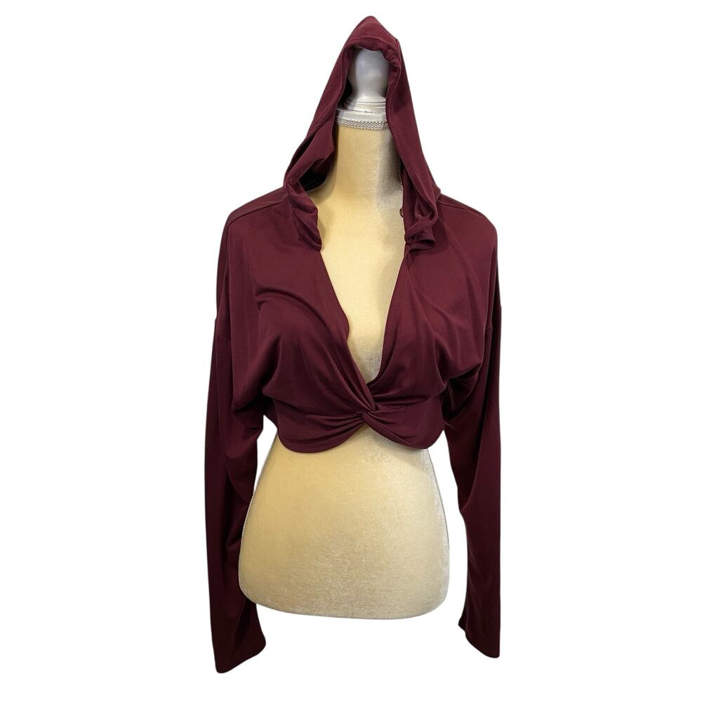 Fabletics Cropped Long Sleeves Hoodie Twist-Front Shirt Medium